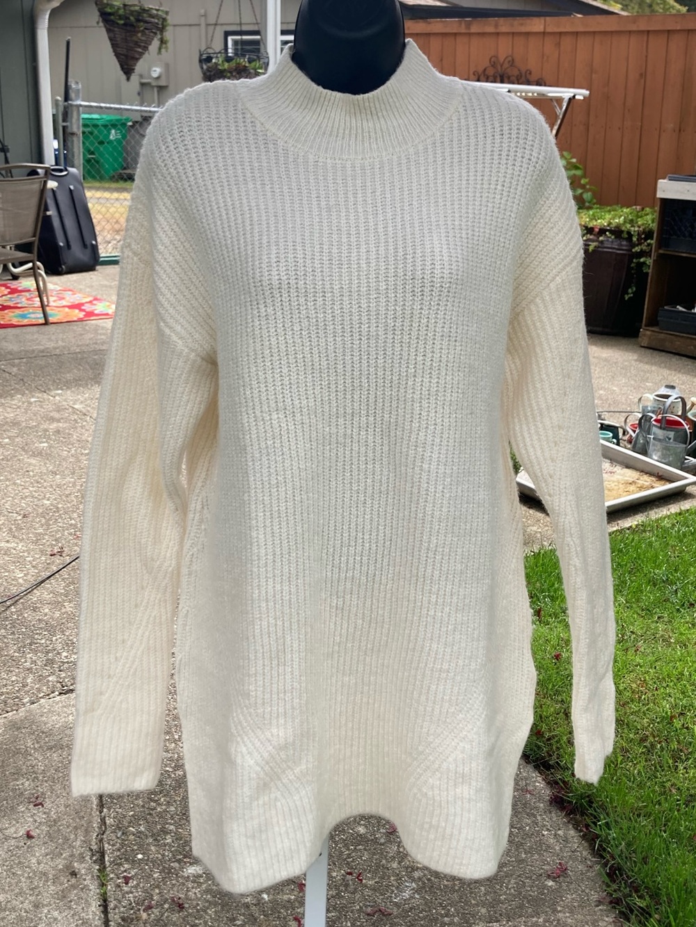 Old Navy Ivory Ribbed Turtleneck Sweater dress